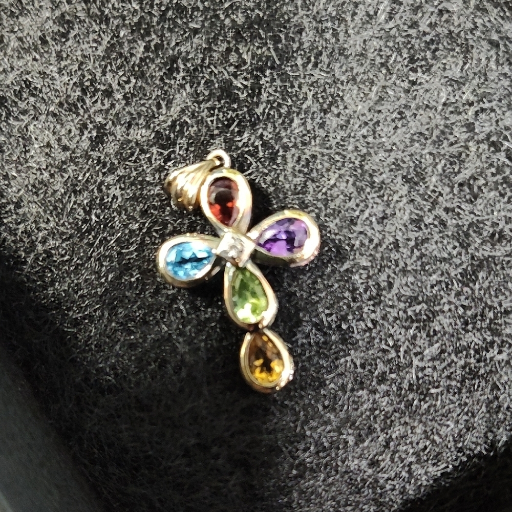 Elegant Multi-Gem Vintage Necklace Pendant - Picture 2 of 4